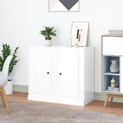 Elegant High Gloss White Engineered Wood Sideboard - Set of 2 | Stylish Home Furniture