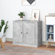 Elegant Concrete Grey Engineered Wood Sideboard - Set of 2 | Stylish Home Furniture