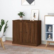 Elegant Brown Oak Engineered Wood Sideboard - Set of 2 | Stylish Home Furniture