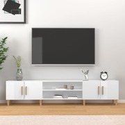 Contemporary High Gloss White Engineered Wood TV Stand