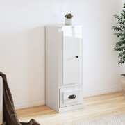 Contemporary Highboard in Sleek High Gloss White Engineered Finish