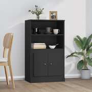 Elegantly Crafted Black Engineered Wood Highboard