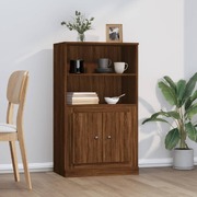 Elegantly Crafted Brown Oak Engineered Wood Highboard