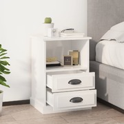 Dual Lustrous Dreams: Set of 2 High Gloss White Bedside Cabinets
