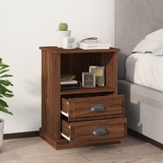 Duo of Oak Essence: Set of 2 Brown Oak Bedside Cabinets