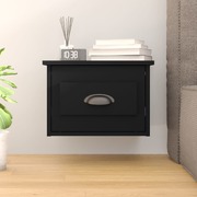 Nocturnal Elegance: Wall-mounted Black Bedside Cabinet