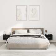 Harmonious Shadows: Set of 2 Wall-mounted Black Bedside Cabinets