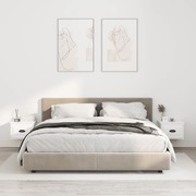 Radiant Serenity: Set of 2 Wall-mounted High Gloss White Bedside Cabinets