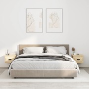 Nature's Grace: Set of 2 Wall-mounted Sonoma Oak Bedside Cabinets
