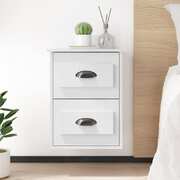 Ethereal Dreams: Wall-mounted White Bedside Cabinet