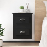 Nocturnal Elegance: Wall-mounted Black Bedside Cabinet