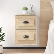 Soothing Sonoma: Duo of Wall-mounted Bedside Cabinets in Oak