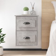 Urban Elegance: Pair of Concrete Grey Wall-mounted Bedside Cabinets