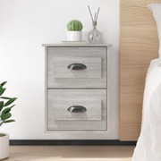 Sleek Elegance: Set of 2 Grey Sonoma Wall-mounted Bedside Cabinets