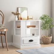 Gleaming Aura: High Gloss White Engineered Wood Side Table