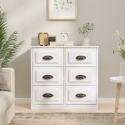Elegant Ivory Engineered Wooden Sideboard High Gloss White