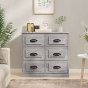 Elegant Ivory Engineered Wooden Sideboard Grey Sonoma