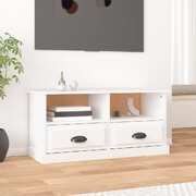 Modern Functionality: White Engineered Wood TV Cabinet