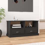 Modern Functionality: Black Engineered Wood TV Cabinet