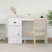 Elegant High Gloss White Study Desk with Integrated Storage