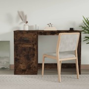 Smoked Oak Engineered Wood Desk with Drawer