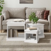Lustrous Trio: Set of 3 High Gloss White Engineered Wood Nesting Tables
