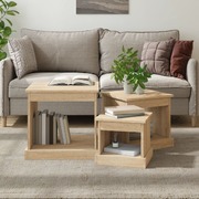 Serenity Stack: Set of 3 Sonoma Oak Engineered Wood Nesting Tables