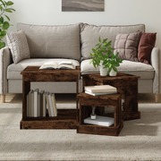 Ember Ensemble: 3-Piece Smoked Oak Engineered Wood Nesting Tables