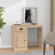 Elegance in Sonoma Oak: Engineered Wood Dressing Table with Mirror