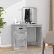 Elegance in Concrete Grey: Engineered Wood Dressing Table with Mirror