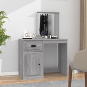 Elegance in Grey Sonoma: Engineered Wood Dressing Table with Mirror
