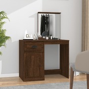 Elegance in Brown Oak: Engineered Wood Dressing Table with Mirror