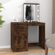Elegance in Smoked Oak: Engineered Wood Dressing Table with LED