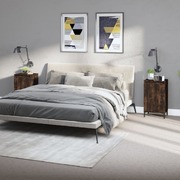 Elegance Embers: Pair of 2 Smoked Oak Engineered Wood Bedside Cabinets