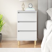 Luminous Dreams: White Engineered Wood Bedside Cabinet