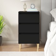 Midnight Elegance: Black Engineered Wood Bedside Cabinet