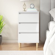 Luminous Reflections: High Gloss White Engineered Wood Bedside Cabinet