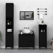 Sleek Black Engineered Wood Bathroom Cabinet