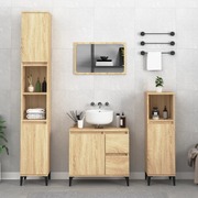 Sonoma Oak Contemporary High Gloss Bathroom Cabinet in Engineered Wood