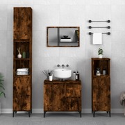 Smoked Oak Contemporary High Gloss Bathroom Cabinet in Engineered Wood