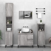 Grey Sonoma Contemporary High Gloss Bathroom Cabinet in Engineered Wood