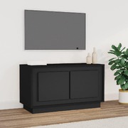 Organize and Beautify: Black Engineered Wood TV Cabinet
