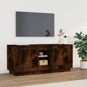 Crafted Smoked Oak Engineered Wood TV Cabinet for Stylish Interiors