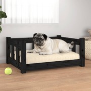 Dog Bed Black Solid Wood Pine