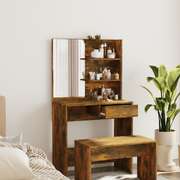 Dressing Table with Mirror White Vanity Cosmetic Desk with - Storage