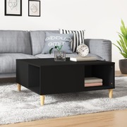 Noir Opulence: Black Engineered Wood Coffee Table for Modern Sophistication