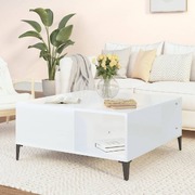 A Contemporary High Gloss White Engineered Wood Coffee Table