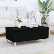 Contemporary Black Engineered Wood Coffee Table
