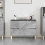 Concrete Grey Sink Organizer: Engineered Timber Cupboard