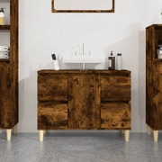 Smoked Oak Sink Organizer: Engineered Timber Cupboard